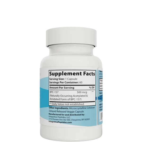 Integrative Peptides BPC-157 PURE Delayed Release Пептиди для загоєння тканин уповільненого вивільнення, 60 капсул