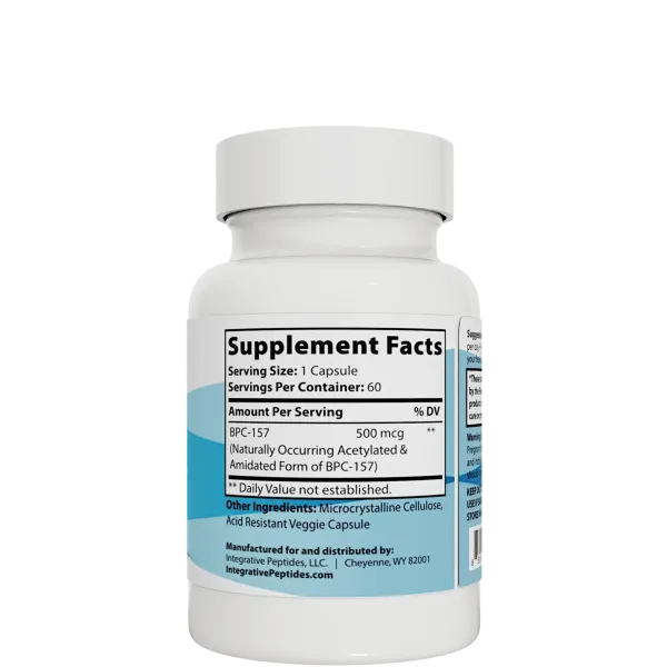 Integrative Peptides BPC-157 PURE Immediate Release Пептиди для загоєння тканин швидкого вивільнення, 60 капсул