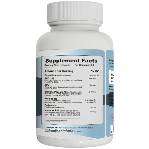 Integrative Peptides Gut Feeling Support Пептиди для підтримки шлунково-кишкового і системного здоров’я, 60 капсул