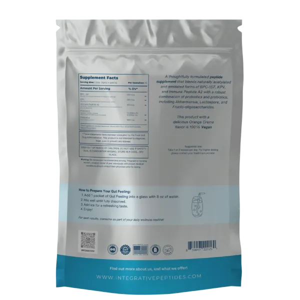 Integrative Peptides Gut Feeling Travel Sachets — Orange Creme — Пептиди для підтримки шлунково-кишкового і системного здоров’я (зі смаком апельсина), 45 стіків