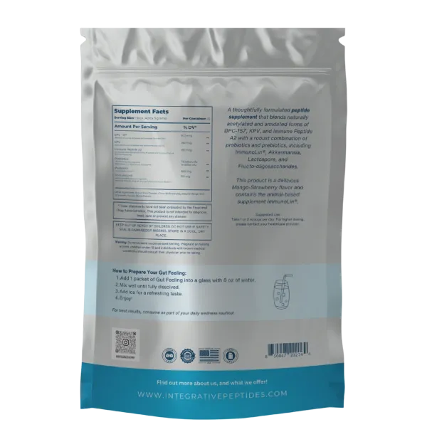 Integrative Peptides Gut Feeling Travel Sachets — Mango Strawberry — Пептиди для підтримки шлунково-кишкового і системного здоров’я (зі смаком манго та полуниці), 45 стіків